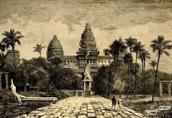 柬埔寨著名的吴哥公园巴荣寺的修复工作正在进行中
